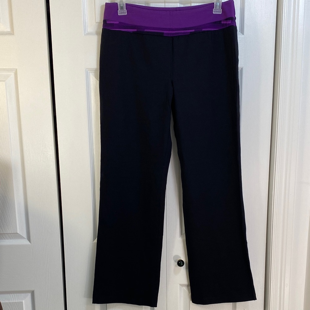 2 for $25 - Hyba Athletic Wear, Yoga Pants with Purple Waist, L
